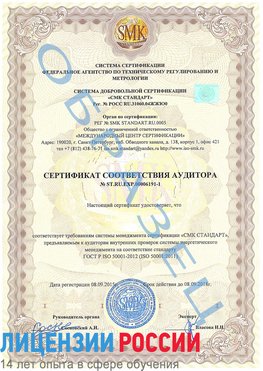 Образец сертификата соответствия аудитора №ST.RU.EXP.00006191-1 Щербинка Сертификат ISO 50001